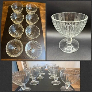 Vintage Cristal D'Arques Durand "Quadro" Set Of 8 Bowls 4.5" made in France - Picture 1 of 19