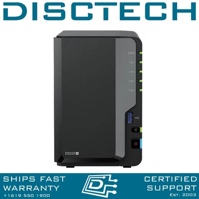 Synology 8TB DS225+ 2-Bay NAS Server w/ 2x 4TB Enterprise 24/7 SATA HDDs - Image 1 of 4