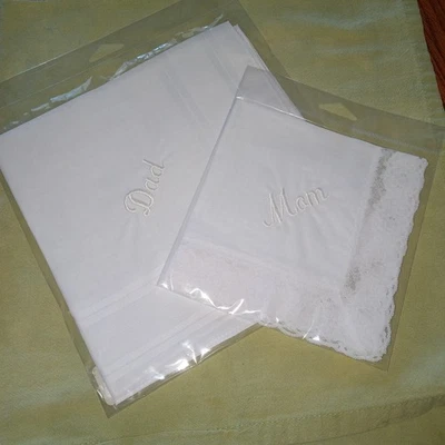 Pañuelos Madre Padre De La Novia NUEVO Algodón Encaje Boda Foto 1 de 4