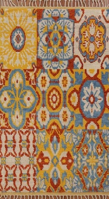 Moroccan Oriental Area Rug 5x8 Handmade Wool Patchwork Design Colorful Carpet - Image 1 of 4