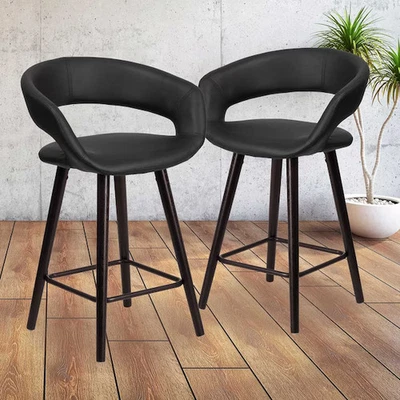 Flash Furniture Black Vinyl Counter Stool,24"H, PK2 2-CH-152561-BK-VY-GG Flash - Image 1 of 4