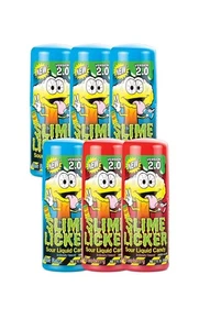 Slime Lickers Candy 2.0 Sour Liquid Rolling 2 oz (4 Blue Razz, 2 Fragole) 6 Ct - Foto 1 di 9