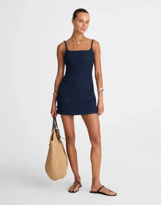 NWT Madewel Denim Squareneck Romper in Briant Wash - Image 1 of 4