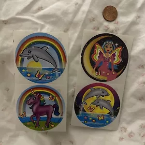 Lotto di adesivi vintage Smilemakers arcobaleni unicorni stile Lisa Frank fate - Foto 1 di 1