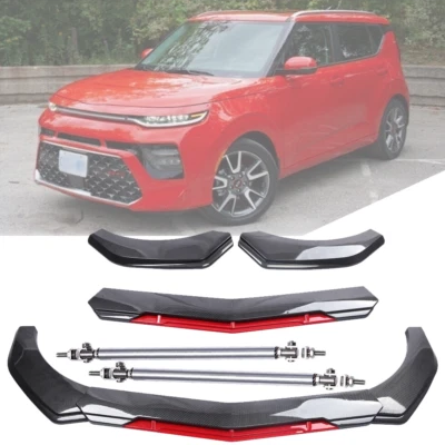 Front Bumper Lip Spoiler Splitter+Strut Rod Carbon Fiber For Kia Soul 2010-2022 - Image 1 of 4