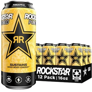 Rockstar Punched Energy Drink, Pineapple, 16 Fl Oz Cans (Pack of 12) - Picture 1 of 5