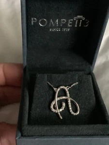 Pom Peii3 14k Gold Diamond Necklace “A” Initial 18”long - Picture 1 of 7