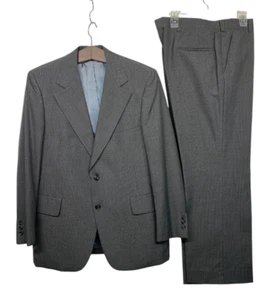 VTG Hart Schaffner & Marx Men size 43R Gray Pinstripe Wool 2 Piece Suit 37X29.5 - Picture 1 of 20