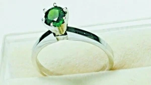 UNTREATED NATURAL MOGOK CHROME DIOPSIDE IN 14K WHITE GOLD RING SIZE 6.0-6.25 mm - Picture 1 of 12