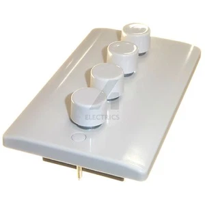 4 Gang Dimmer Light Switch Push On / Off 2 Way 400w Max White (1 - 10 Pack) - Picture 1 of 5