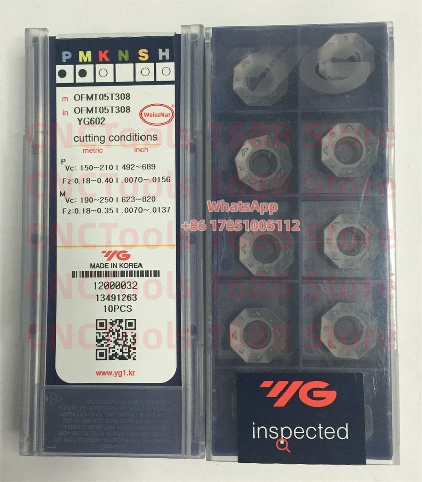 Korea YG-1 OFMT05T308 YG602 CNC Milling Carbide Inserts 10pcs