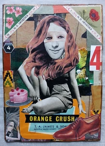 ORANGE CRUSH collage Original STRANGE WEIRD outsider ARTIST vintage - Picture 1 of 8