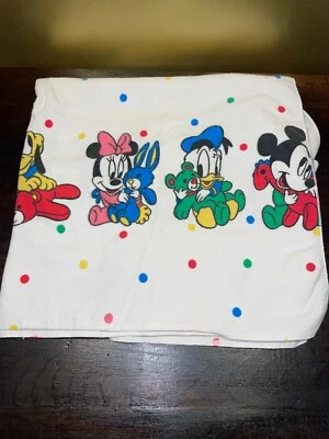 Vintage Disney Dots Mickey Donald Pluto Minnie Receiving Cradle Baby Blanket - Image 1 of 4