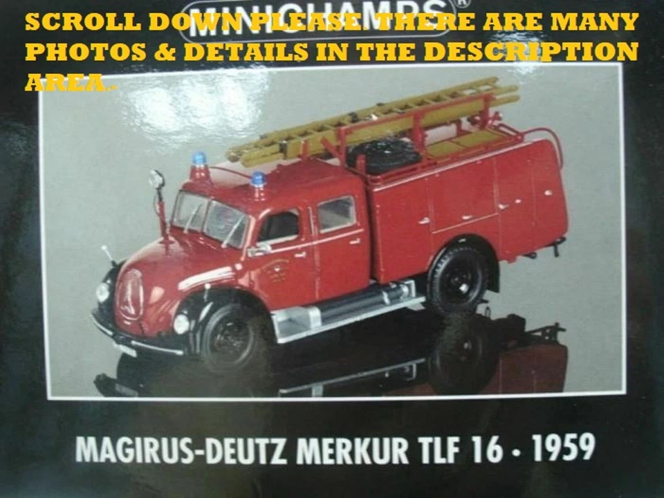 WOW EXTREMELY RARE Magirus Merkur TLF16 Pumper Fire Ulm 1959 1:43 Minichamps - Image 1 of 1