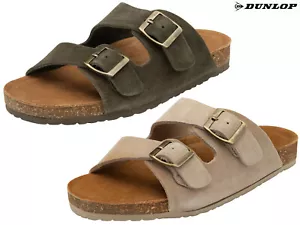 Dunlop Womens Summer Sandals Double Buckle Genuine Suede Soft Footbed Sliders - Picture 1 of 8