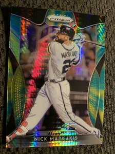 2019 PANINI PRIZM PRIZMS HYPER PURPLE GREEN NICK MARKAKIS #177 ATLANTA BRAVES