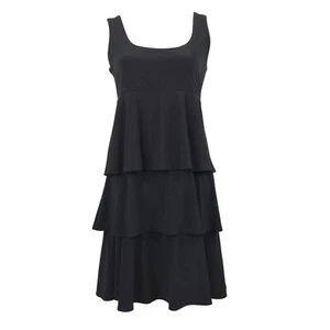 Laundry by Shelli Segal Dress Black Tiered Size S LBD Lined Stretch Sleeveless - Picture 1 of 11