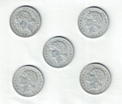 FRANCIA LOTE DE 5 MONEDAS (5 FRANCOS) Foto 1 de 2