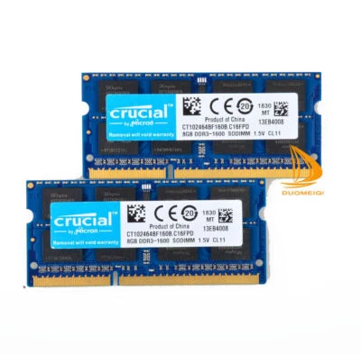 Crucial 2x 8GB 2Rx8 PC3-12800S DDR3-1600Mhz SODIMM Laptop Memory RAM 204Pin(( - Image 1 of 4