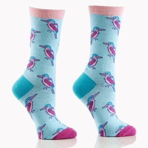 Calcetines para mujer YO Sox estampado "Colibrí" azul, fucsia y rosa - Imagen 1 de 3