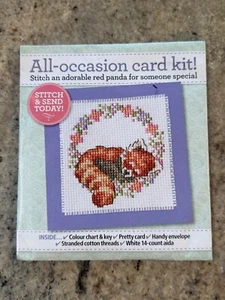 The World Of Cross Stitching Card Kit - All Occasions Sleeping Red Panda - Picture 1 of 2