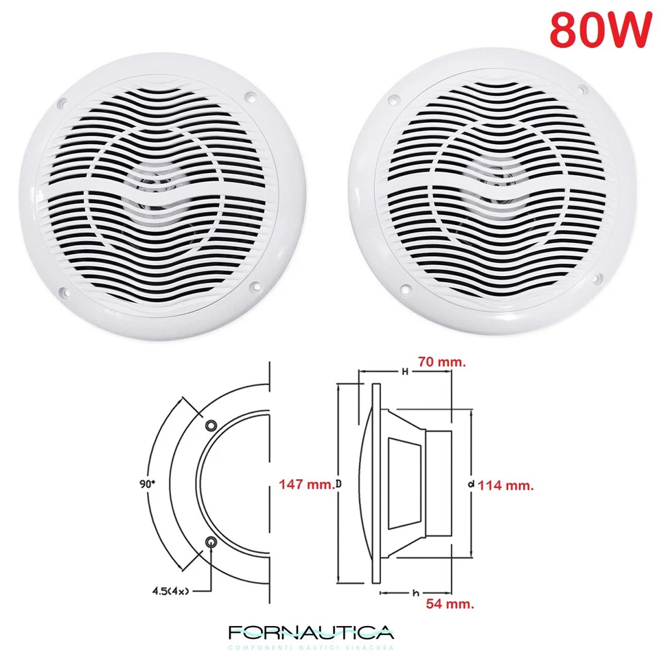 CASSE MARINE NAUTICHE A DUE VIE 80W - PER BARCA GOMMONE - ALTOPARLANTI NAUTICA - Immagine 1 di 1