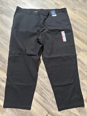 George Classic Khaki Flat Front Regular Black Chinos Straight Leg 46 x 30 NWT - Image 1 of 4