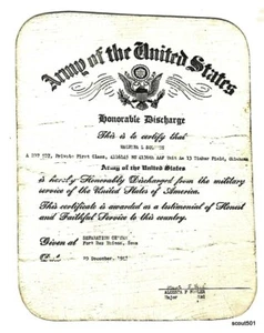 1945 WWII Authentic Wallet Size Honorable Discharge Document WAC Tinker Field OK - Picture 1 of 2