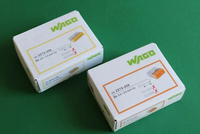 WAGO Klemmen 100x 2273-203 + 100x 2273-205 SET Wagoklemmen für 3 / 5 x1,5 - 2,5