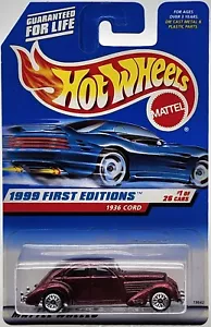 HOT WHEELS 1999 MAINLINE FIRST EDITIONS CRANBERRY 1936 CORD LACE WHEELS! - Picture 1 of 3