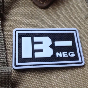 B- NEG USA ARMY BLOOD GROUP BLOOD TYPE PVC RUBBER PATCH BADGE HOOK - Picture 1 of 4