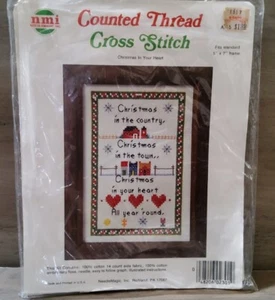 Christmas in Your Heart NMI Needle Magic Cross Stitch Kit Thread Fabric Instruct - Imagen 1 de 3
