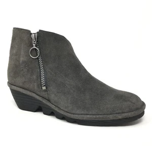 Fly London Poro Botines Botines Zapatos Mujer Talla 7.5-8 EE. UU. 38 UE Gris Gamuza - Imagen 1 de 9