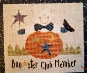 Boo-ster Club Member - Ghost In Halloween Pumpkin - Cross Stitch Chart - Picture 1 of 2