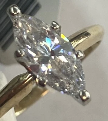 1.09 Carat Marquise Diamond Solitaire Engagement Ring 14k Yellow Gold  IGI - Image 1 of 4