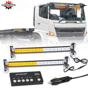 2 IN 1 LED Windshield Visor Strobe Emergency Light bar Traffic Advisor Warning - Picture 1 of 10