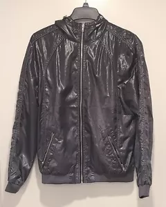 Jack & Jones Wet Look Lightweight Windbreaker Black & Gray Size L - Picture 1 of 3
