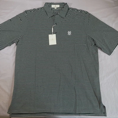 Fairway & Greene Polo Short Sleeve Beacon Stripe Pique Shirt Mens 2XL Green NEW - Image 1 of 4