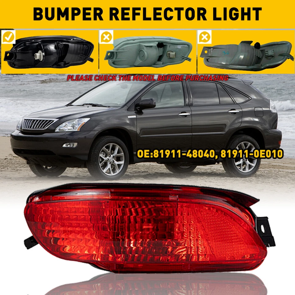Luz reflectora parachoques trasero izquierdo/derecho para Lexus RX300 RX330 RX350 2004-09 Foto 1 de 4