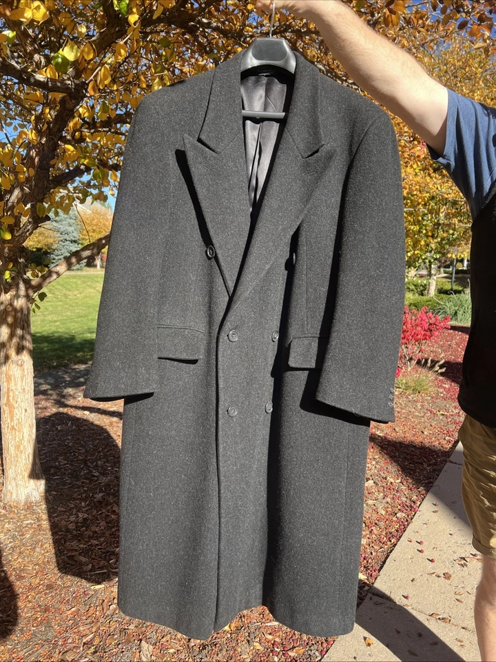 IMPRESIONANTE Abrigo Largo Pecho Christian Dior Monsieur Sport Dbl Lana Negra ¡VER FOTOS! Foto 1 de 4