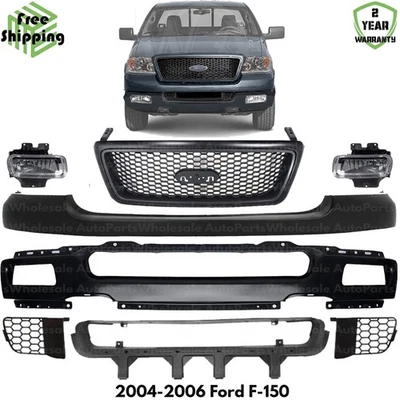 Front Bumper Face Bar Paintable & Grille Assembly Kit For 2004-2006 Ford F-150 Foto 1 de 4