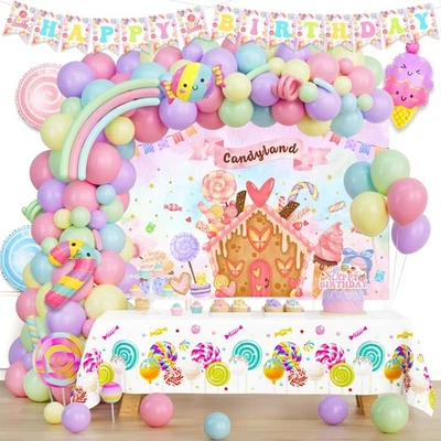 Decoraciones de fiesta Candyland, decoraciones de fiesta de cumpleaños temáticas Candy Land, Ma... Foto 1 de 4