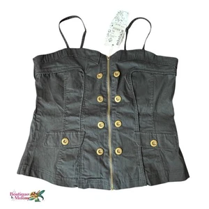 Sohobabe Black NWT Military Tube Top Full Zip Adjust Straps Women Size XL - Picture 1 of 9