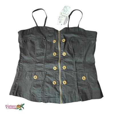 Top de tubo militar Sohobabe negro nuevo con etiquetas cremallera completa correas ajustables para mujer talla XL Foto 1 de 4