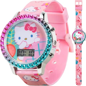 Reloj de cuarzo digital LCD Accutime Sanrio Hello Kitty para niñas con correa rosa y - Imagen 1 de 12
