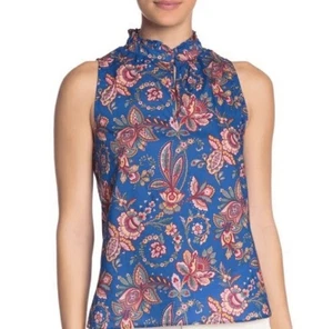J. Top Crew Liberty Tela Floral Belle Cuello Volantes en Azul Flora Belle Talla 2 - Imagen 1 de 6