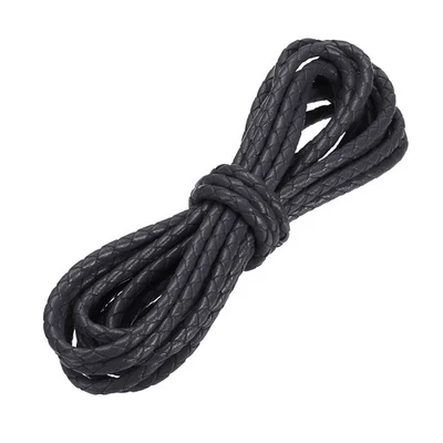 Cordão de couro trançado redondo trançado 4mm cabo falso, azul escuro, 3,3 jardas - Imagem 1 de 4