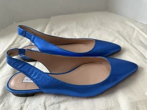 Ballerine James Chan Nakasey in pelle blu metallizzato 8 nuove senza etichette - Foto 1 di 5