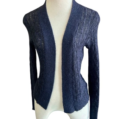 Cardigã suéter Banana Republic azul marinho lã mohair mistura tecido aberto tamanho M  - Imagem 1 de 4