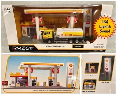 Редкий набор диорам 1:64! Автозаправочная станция Shell с мужским танкером TGS. RMZ City 1:64 - Изображение 1 из 4